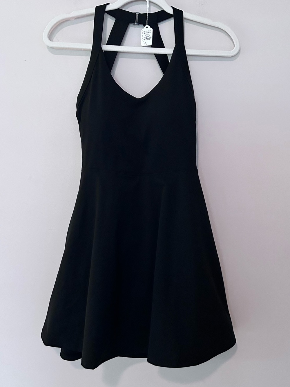 Black Fit-and-Flare Dress with Strappy Back